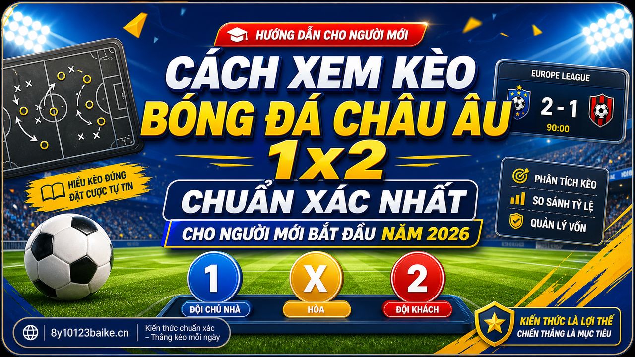 Cách xem kèo bóng đá châu Âu 1x2 chuẩn xác nhất cho người mới bắt đầu năm 2026